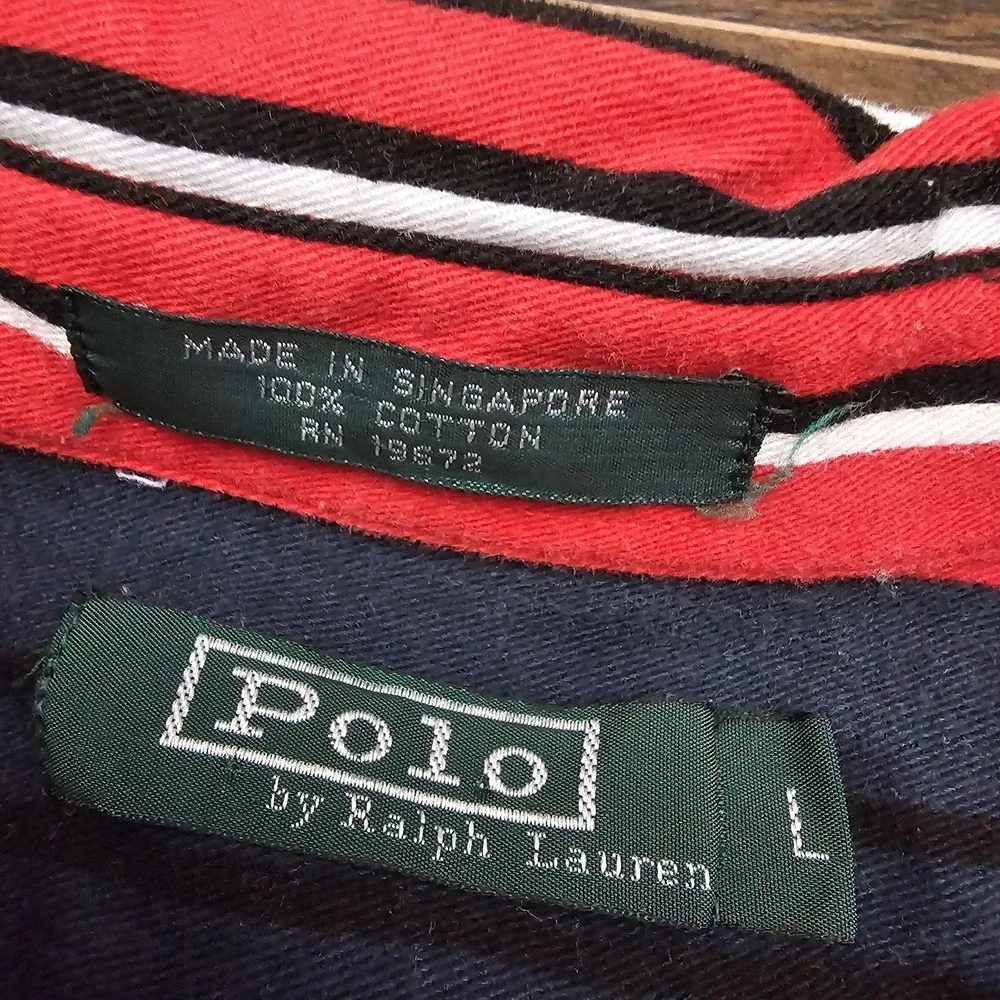 Vintage Polo Ralph Lauren Crest Logo Striped Button Down‎ Shirt Boys Large